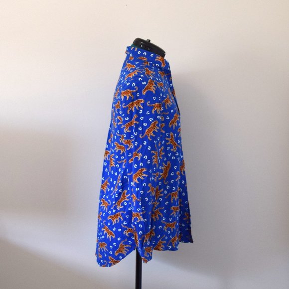 Alanna Leopard Blue Button Down Blouse - Picture 4 of 9